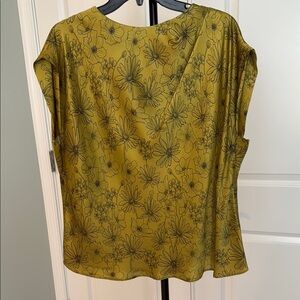 Yellow Boxy Blouse with Relaxed Fit . Navy blue flowers print.